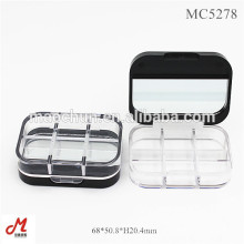 Plastic 6 8 colors eye shadow palette, clear eyeshadow case, see through eyeshadow case with mirror